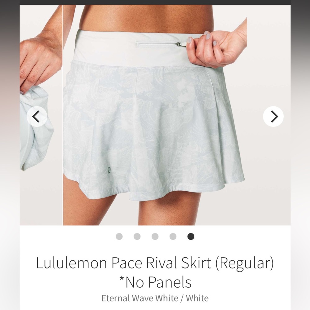 lululemon sz 8 Pace Rival Eternal Wave White Skirt tennis running pickleball